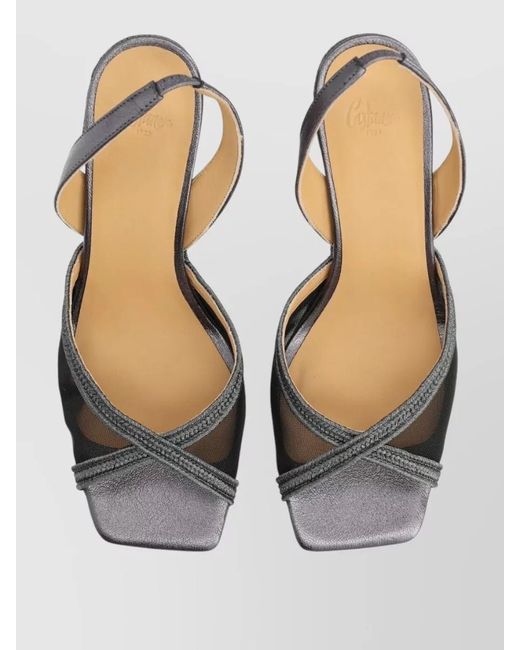 Castaner Blue Betty Espadrille Slingback Block Heel Mesh