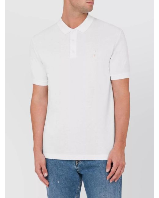 Moschino White Polo Shirt Embroidered Asymmetric Hem for men