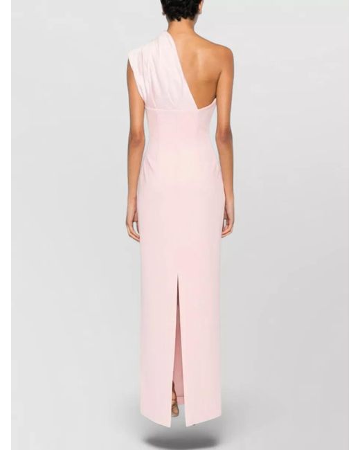 Solace London Pink Gracie One Shoulder Draped Maxi Dress
