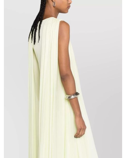 Jil Sander Yellow Draped Sleeveless Scoop Neck Maxi Dress