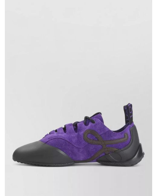 Loewe Purple Grip Lace Up Sneakers Suede Calfskin