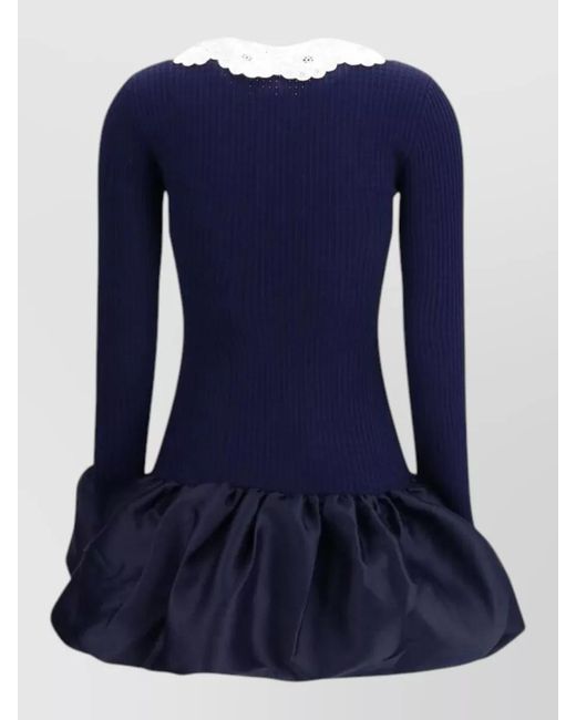 Self-Portrait Blue Viscose Mini Dress