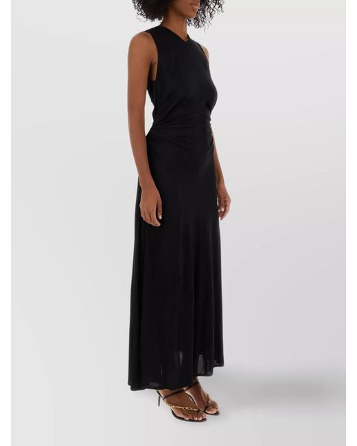Bottega Veneta Black Cutout Jersey V-Neck Long Dress