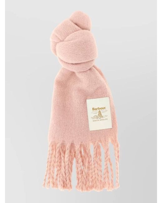 Barbour Pink Ellison Scarf Fringe Detail Lightweight Soft