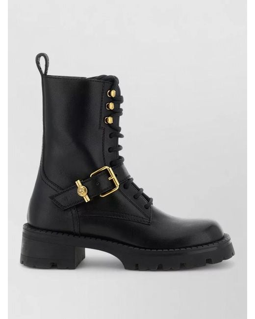 Versace Black Ankle Lace Up Boots Chunky Sole