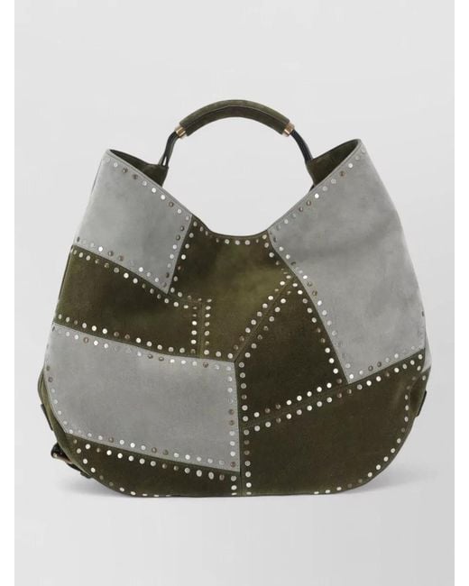 Moschino Multicolor Top Handle Shoulder Bag Studded Patchwork