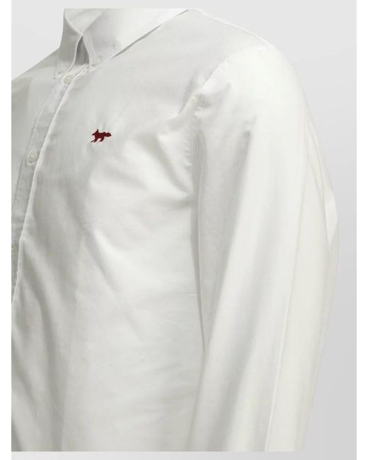 Maison Kitsuné White Profile Fox Shirt Button Down Collar Long Sleeves for men