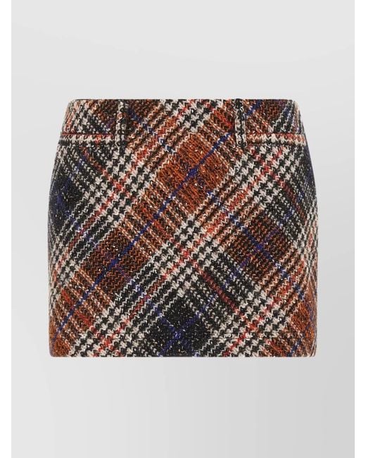 Missoni Multicolor Wool Blend Checked Tweed Mini Skirt