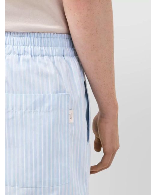 AMI White Striped Cotton Chino Shorts for men