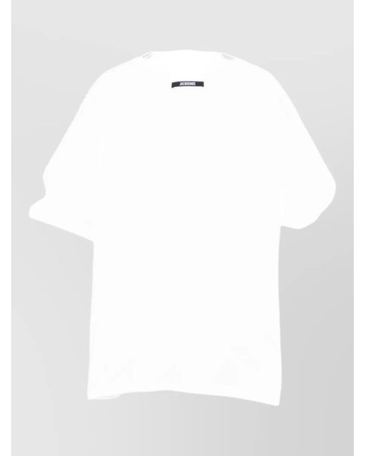 Jacquemus White Silk Cotton Short-Sleeve Round-Neck T-Shirt