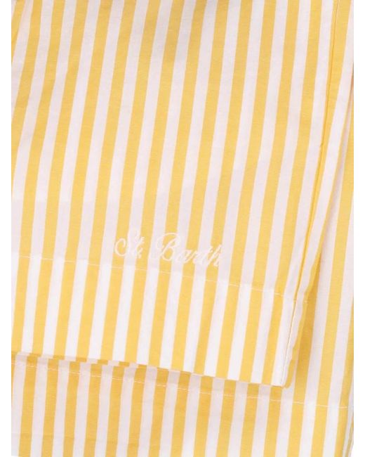 Mc2 Saint Barth Natural Straight Shorts Striped Pattern Summer Style