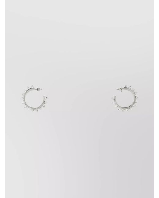 AMINA MUADDI White Crystal-Embellished Hoop Earrings