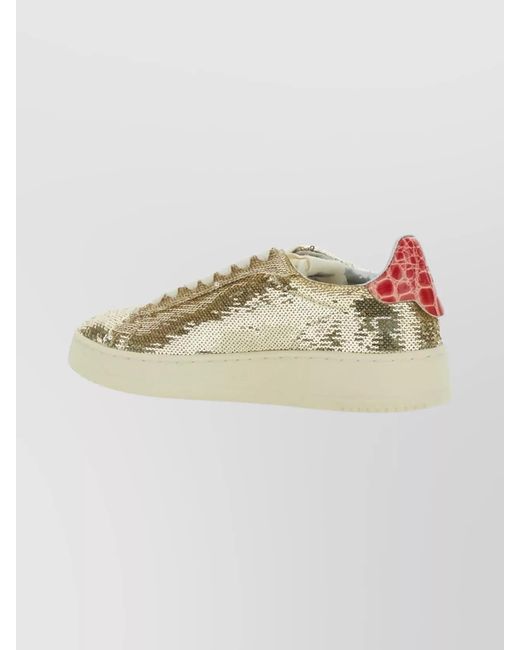 Autry Metallic Embellished Low Top Lace-Up Sneakers