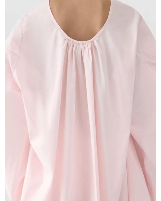Jacquemus Pink V Neck Long Sleeve Layered Pleated Dress