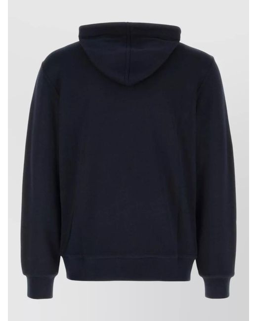 Brunello Cucinelli Blue Cashmere Blend Hooded Sweatshirt Featuring Pockets for men
