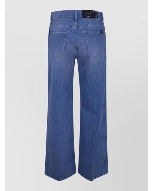 7 For All Mankind Blue Lotta Uncle Cropped Jeans Wide Leg