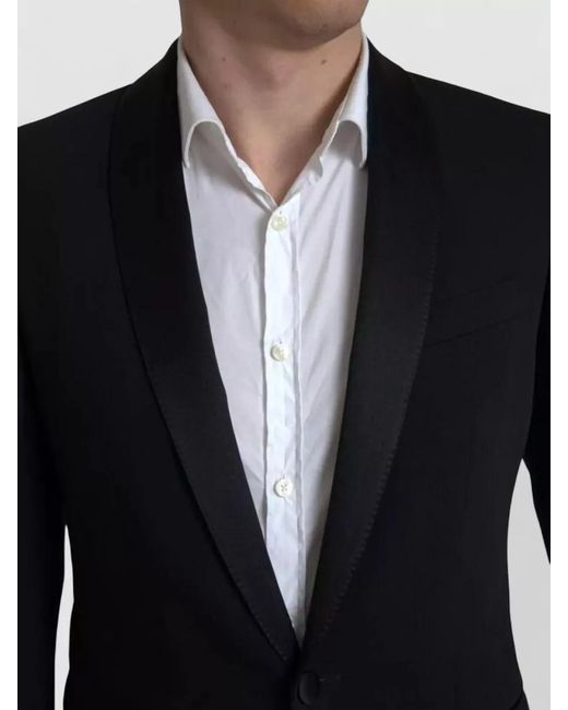 Dolce & Gabbana Blue Wool Silk Slim-Fit Single-Breasted Blazer for men