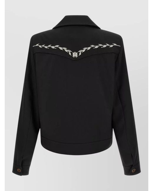 Amiri Black Embroidered Western Single-Breasted Coat for men