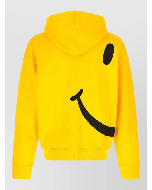 Moschino Yellow Smiley Hooded Sweater Graphic Logo Knit for men