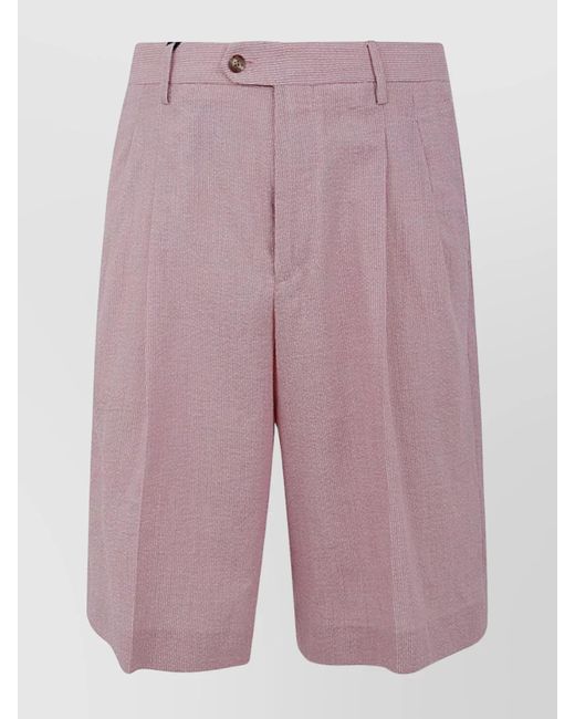 Lardini Purple Tailored Pleated Shorts With Functional Pockets for men