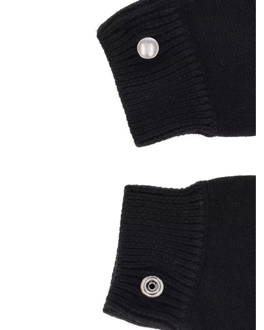 Rick Owens Black Fingerless Gloves Button Detail Ribbed Cuffs for men
