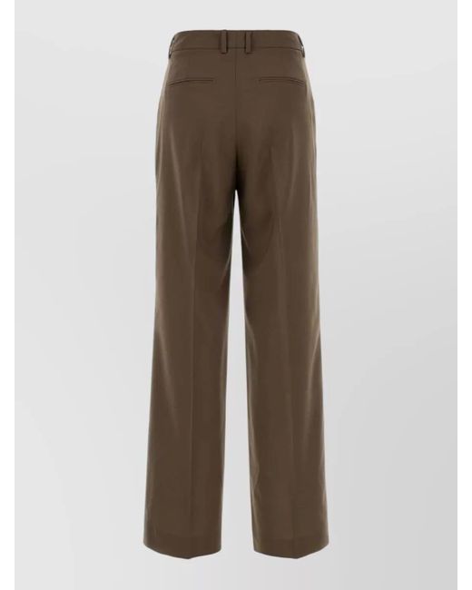 PT Torino Brown Lola Wool Wide Leg Tailored Pants