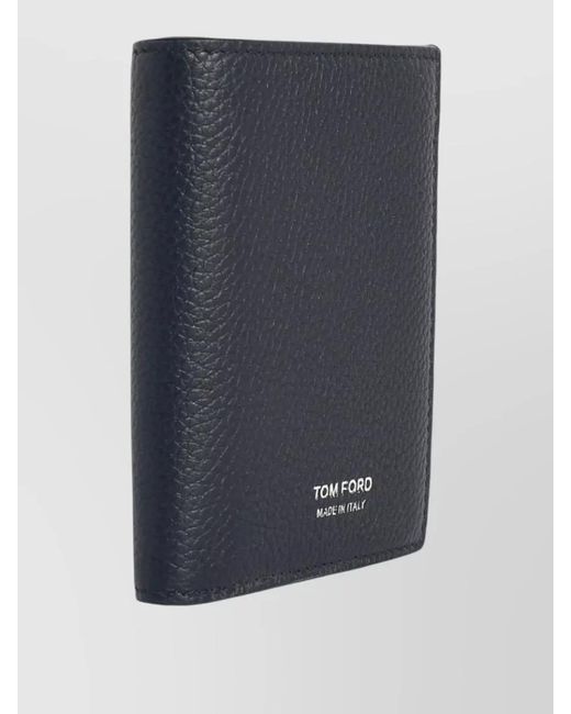 Tom Ford Blue Leather Foldable Cardholder for men
