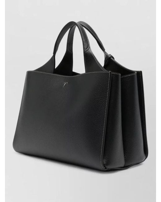 Tod's Black Pebbled Tote Bag Dual Top Handles