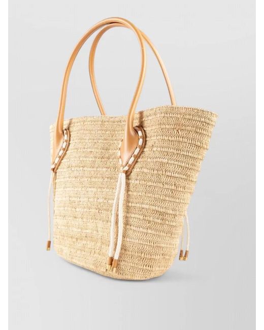 Christian Louboutin Natural Venus Rafia Beach Tote Contrast Stitching