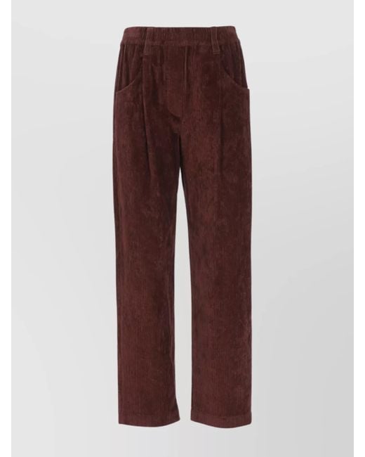 Brunello Cucinelli Purple Corduroy Trousers Elastic Waist