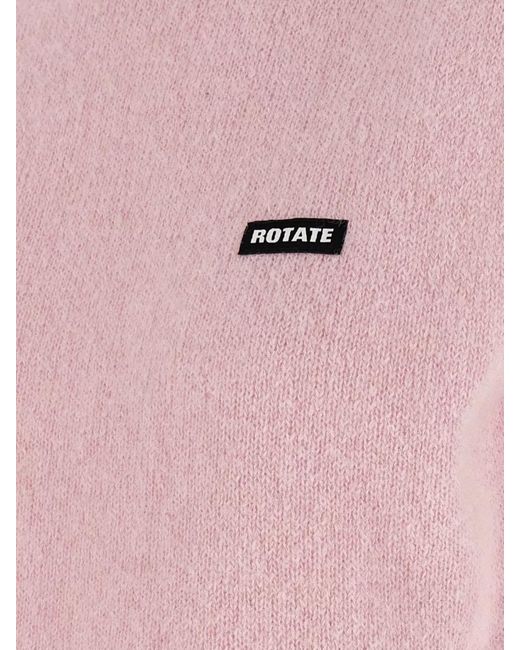 ROTATE BIRGER CHRISTENSEN Pink Alpaca Wool Cropped Knit Vest