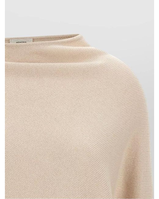 Agnona Natural Cashmere Asymmetric Boat Neck Sweatshirt