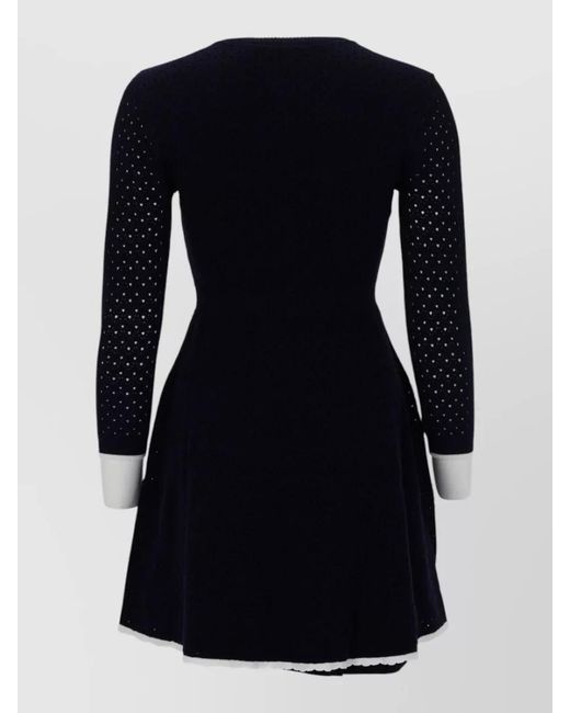 Self-Portrait Blue Slim-Fit Knit Mini Dress