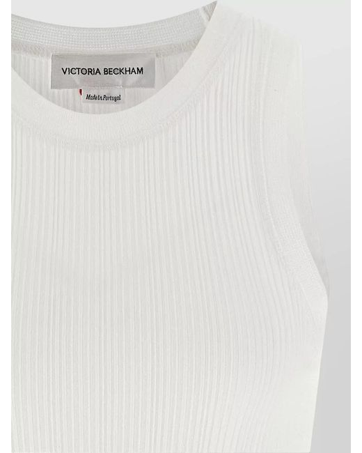 Victoria Beckham White Ribbed Cotton Tank Top