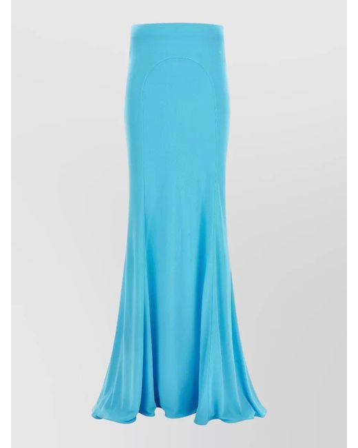 Tom Ford Blue High Waist Skirt Flared Hem Seams