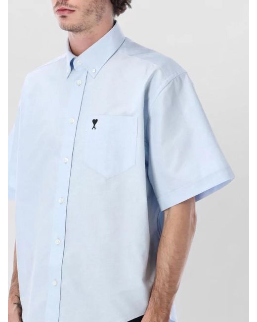 AMI Blue Adc Cotton Bowling Shirt Relaxed Cut for men