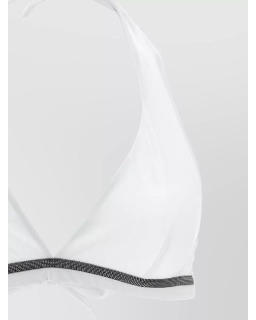 Brunello Cucinelli White Technical Jersey Bikini Top