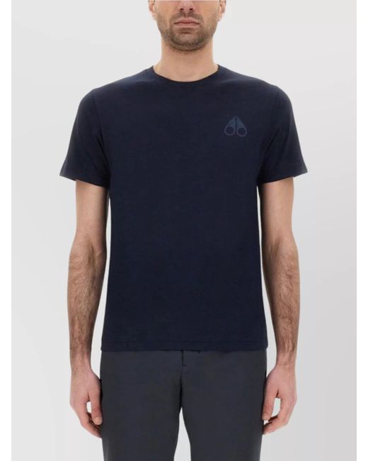 Moose Knuckles Blue Back Print Short Sleeves Crew Neck for men