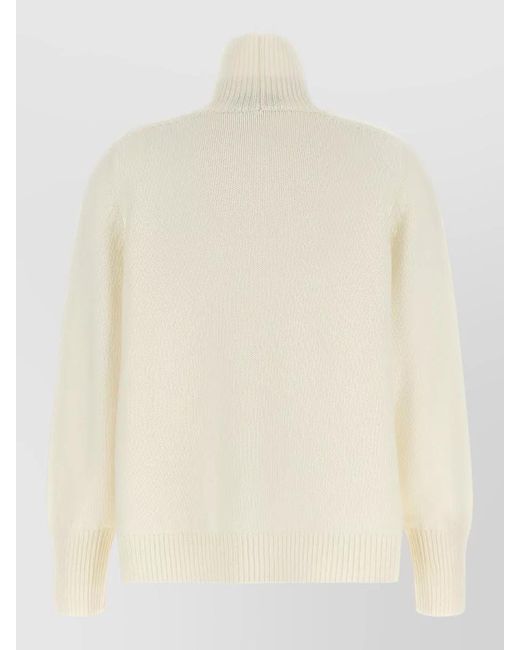 Fabiana Filippi Natural Sweater Featuring Pin And Ribbed Turtleneck