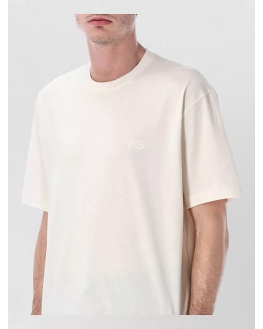 Y-3 White Cotton Ribbed Crew Neck Short Sleeve T-Shirt for men