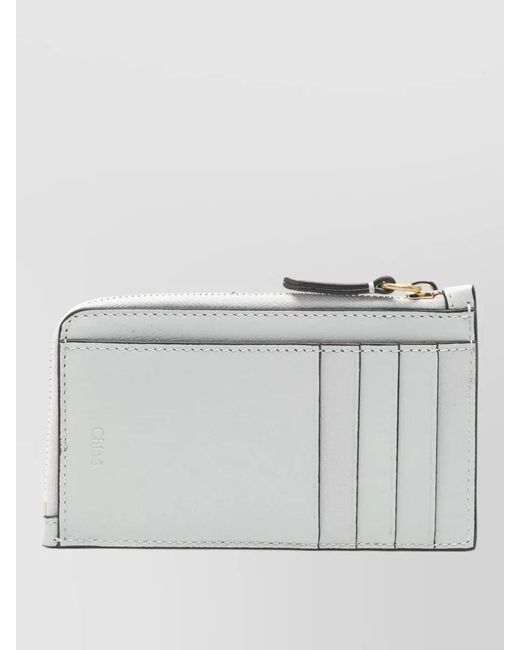 Chloé Gray Leather Zip Card Case