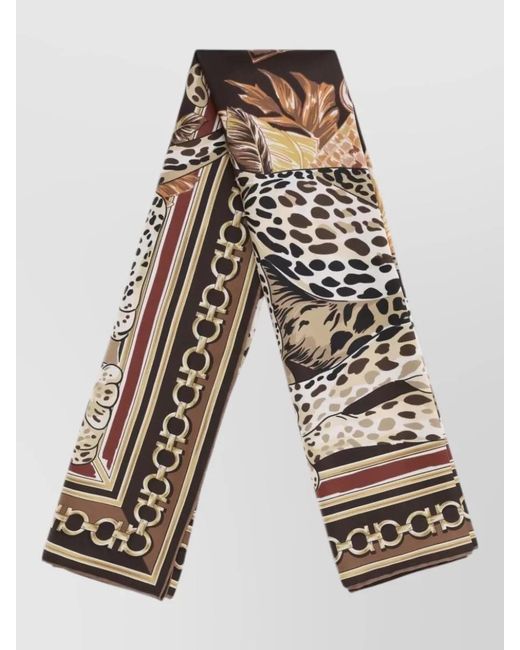Ferragamo Multicolor Silk Leopard Print Scarf