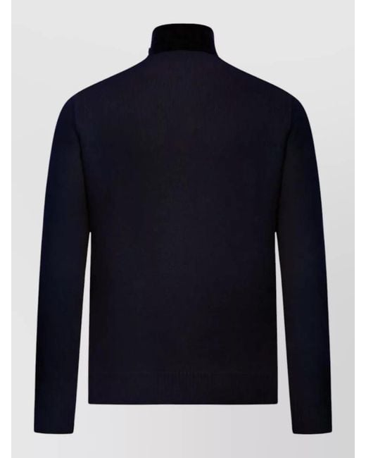 Stone Island Blue High Neck Ribbed Knit Jacket Long Sleeves for men