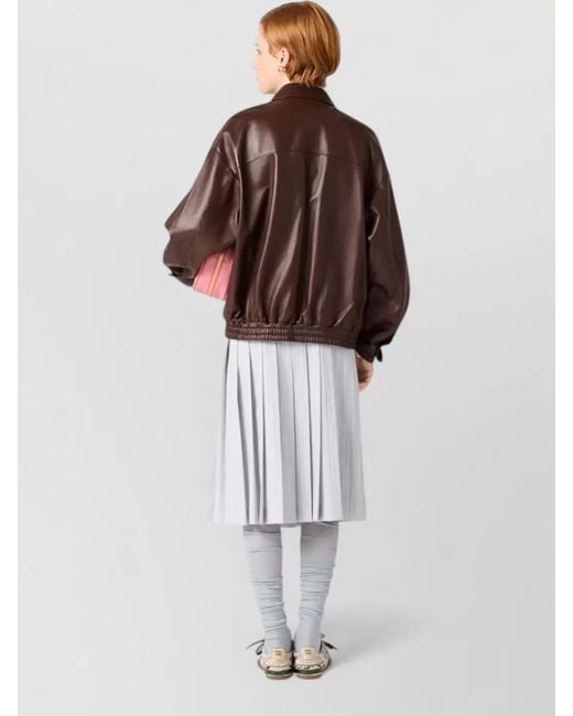 Miu Miu White Pleated Cotton Midi Skirt