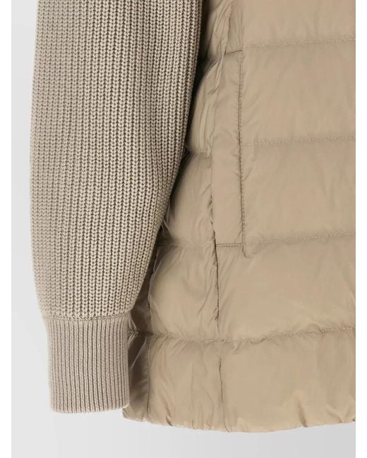 Brunello Cucinelli Natural Shiny Zipper Pull Quilted Down Jacket