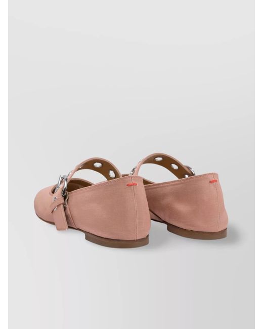 Aeyde Pink Leather Mary Jane Ballerina Shoes