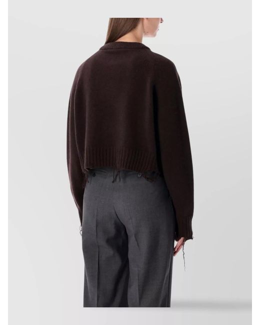 Low Classic Black Wool Cropped Distressed Jumper