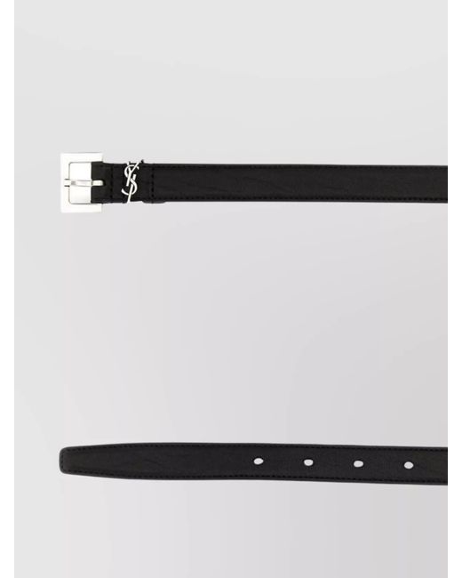Saint Laurent White Leather Belt With Adjustable Length And-Tone Buckle for men
