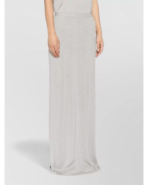 Tom Ford White Sequined Mid-Rise Long Skirt