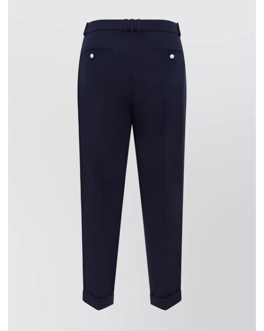 Balmain Blue Wool Straight-Leg Trousers for men